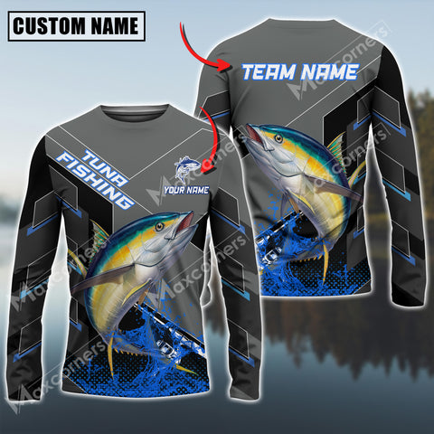 Maxcorners Tuna Fishing Blue Water Pro Sport Jersey Sun Protection Personalized Name And Team Name Long Sleeve Shirt