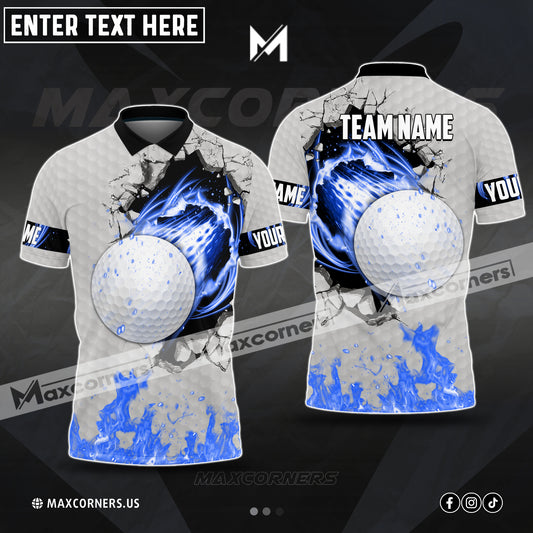 MaxCorners Customized Name Golf Ball Skin Break Multicolor Custom 3D Polo Shirt (4 Colors)