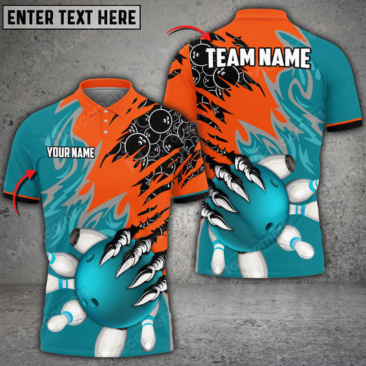 Max Corner Bowling and Pins Evil Art Pattern Multicolored Bowling jerseys Custom Name And Team 3D Polo Shirt
