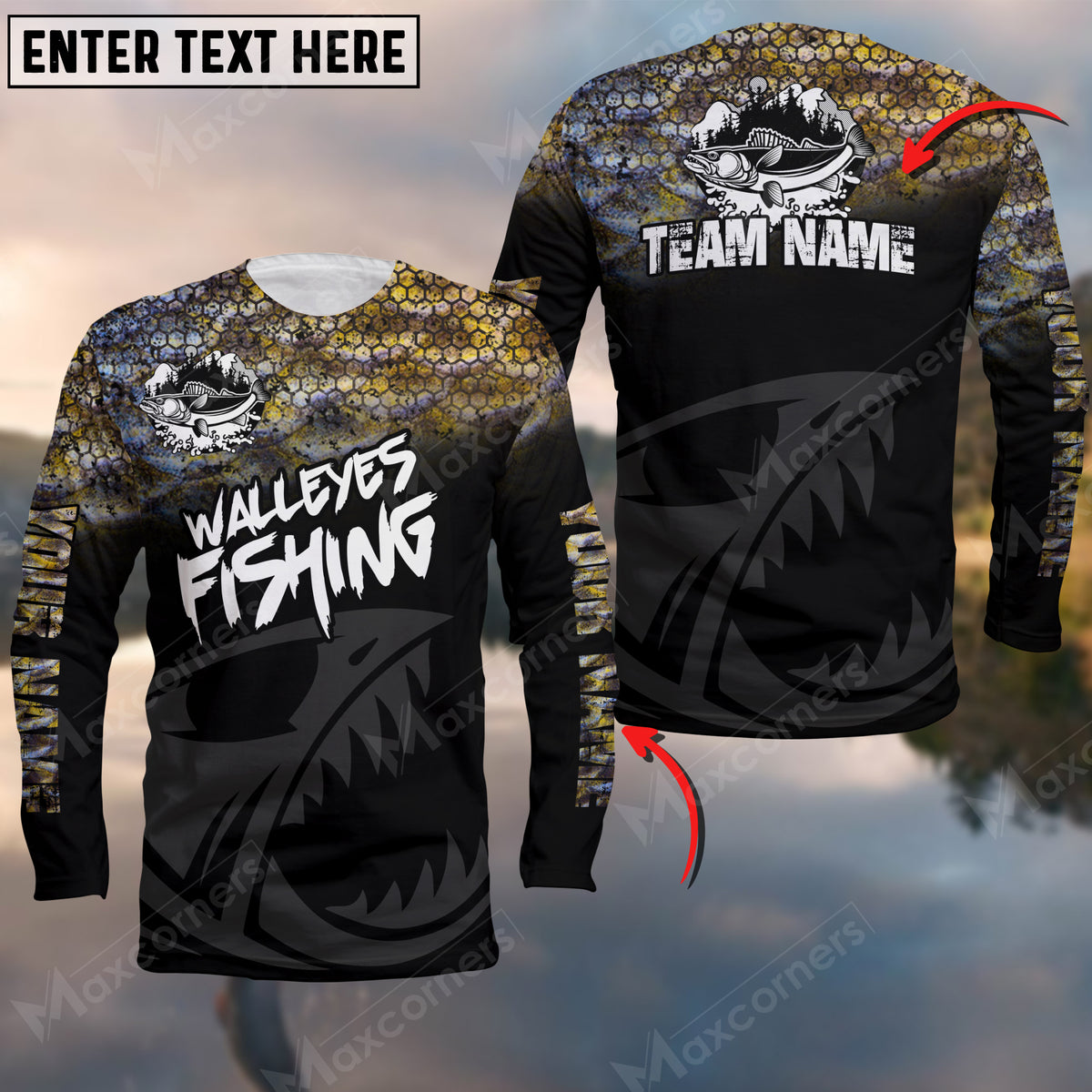 Max Corner Walleyes Personalized Fishing Skeleton Sport Jersey Style 3D Long Sleeve Shirt