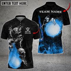 Max Corner Customized Name Skull Fire Golf Ball Multicolor Golf ball Jersey Pattern Custom 3D Polo Shirt