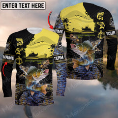 Maxcorners Walleyes Fishing Skin Fishing Pattern Cracked Art Sport Jersey Personalized Name And Team Name Long Sweat Shirt