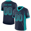 Maxcorners Custom Navy Teal-Gray Drift Fashion Football Jersey LM2605