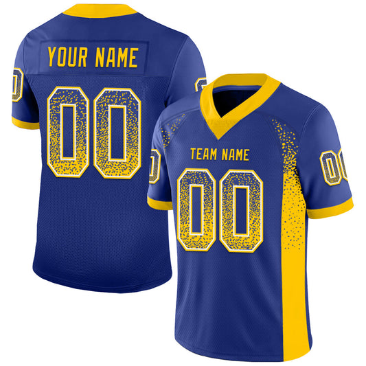 Maxcorners Custom Royal Yellow-White Drift Fashion Football Jersey LM2605