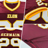 Maxcorners Custom Burgundy White-Gold Mesh Authentic Throwback Football Jersey LM2605