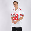 Maxcorners Custom White Red-Black Mesh Authentic Football Jersey LM2605