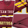 Maxcorners Custom Burgundy White-Gold Mesh Authentic Football Jersey LM2605