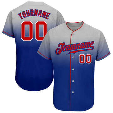 Maxcorners Custom Gray Red-Royal Authentic Fade Fashion Baseball Jersey LM2605