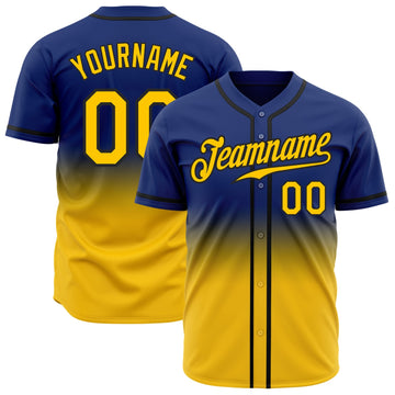 Maxcorners Custom Royal Yellow-Black Authentic Fade Fashion Baseball Jersey LM2605