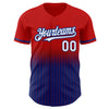 Maxcorners Custom Red Pinstripe White-Royal Authentic Fade Fashion Baseball Jersey LM2605