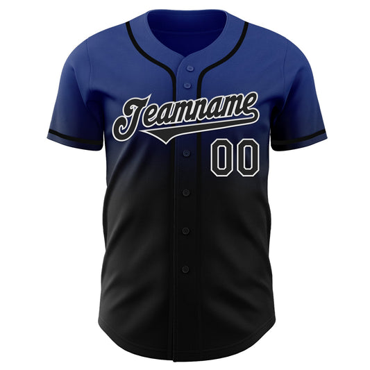 Maxcorners Custom Royal Black-White Authentic Fade Fashion Baseball Jersey LM2605