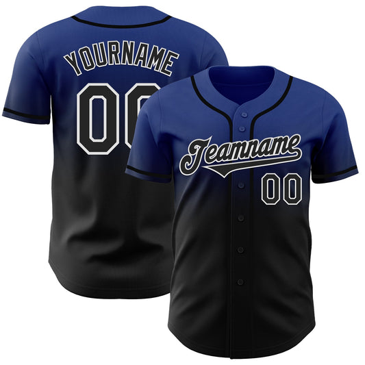 Maxcorners Custom Royal Black-White Authentic Fade Fashion Baseball Jersey LM2605