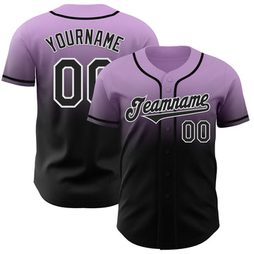 Maxcorners Custom Light Purple Black-White Authentic Fade Fashion Baseball Jersey LM2605