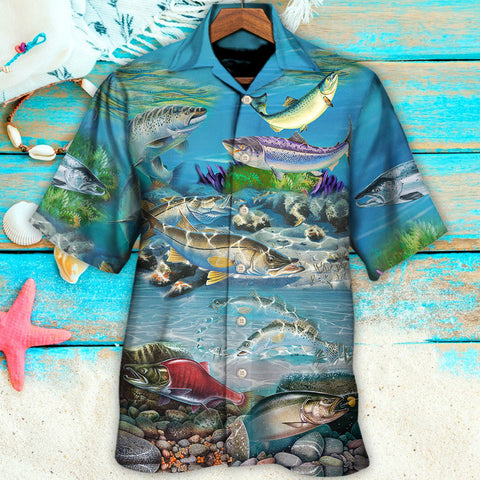 Maxcorners Fish Salmon Is My Therapy Cool Hawaiian Shirt