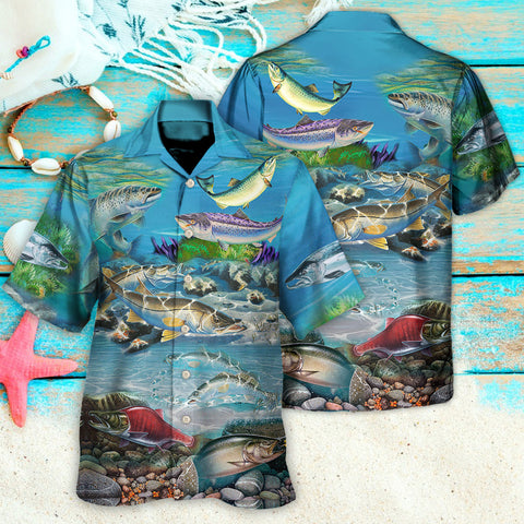 Maxcorners Fish Salmon Is My Therapy Cool Hawaiian Shirt