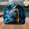Maxcorners Blue Water Explosion Graphic Custom Name Fishing Cap