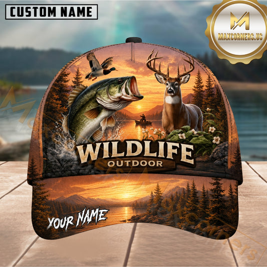 Maxcorners Orange Sunset Wildlife Customized Name 3D Cap