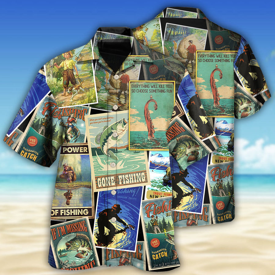 Maxcorners Fishing Retro Art Style Hawaiian Shirt