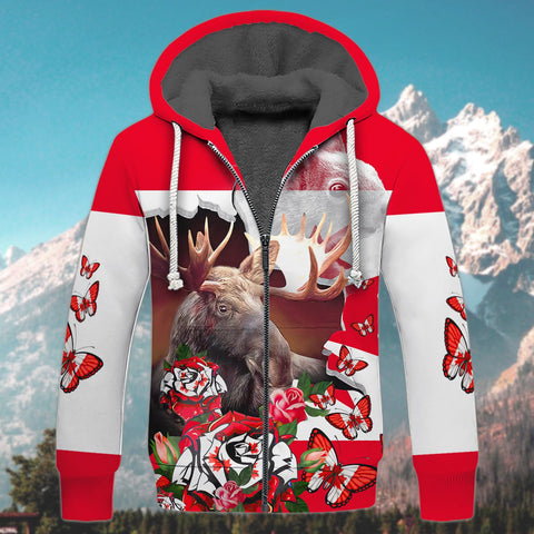 Maxcorners Moose Hunting Canada Butterfly Shirt 3D All Over Printed Clothes