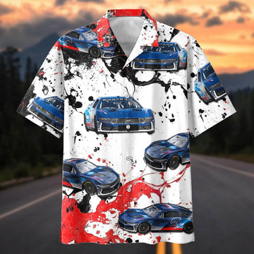 Maxcorners Personalized Ford Mustang Racing Splash Hawaiian Shirt, Custom Photo Car Aloha Shirts