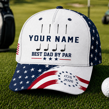 Maxcorners Best Dad By Par 3D Golf Personalized Name Cap