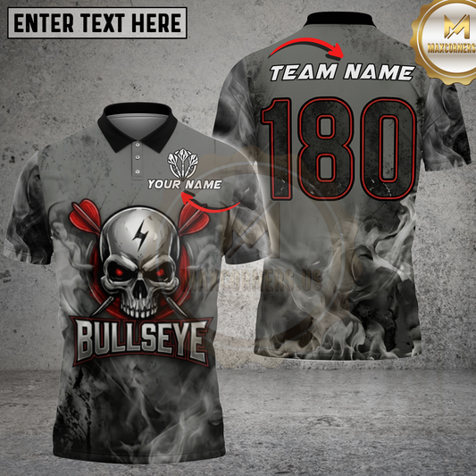 Maxcorners Bullseye Skull Lightning Smoke Graphic Multicolor Options Personalized Name, Team Name 3D Shirt .