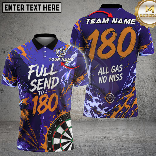 Maxcorners Full Send To 180 Dart Paint Splatter Multicolor Options Personalized Name, Team Name 3D Shirt (4 Colors).