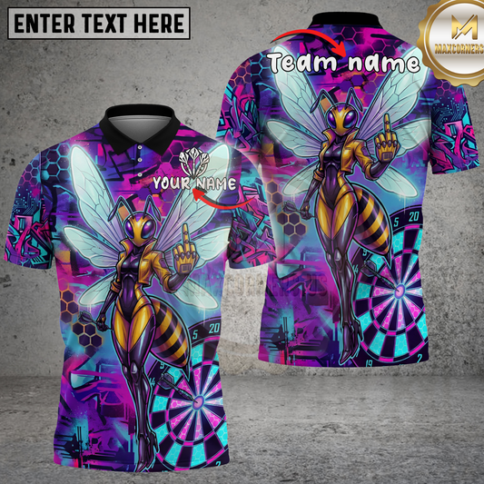 Maxcorners Darts Mech Wasp Bionic Bee Urban Cyberpunk Graffiti Purple Multicolor Options Personalized Name, Team Name 3D Shirt.