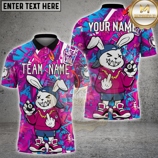Maxcorners Billiards 8 Ball Streetwear Graffiti Rabbit Multicolor Options Personalized Name, Team Name 3D Shirt (4 Colors)