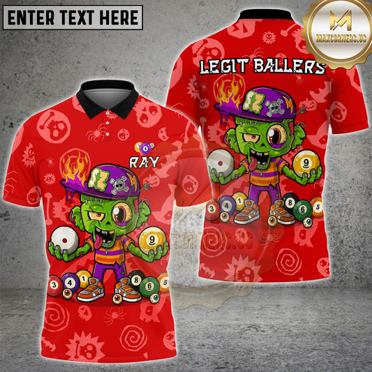 Maxcorners Zombie Billiards Shirt Cartoon Horror Graphic Multi Options Personalized Name, Team Name Unisex 3D Shirt For Ray