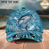 Maxcorners Fishing Cap Light Blue Splash Design Multicolor Options Personalized Name (12 Fish Species)
