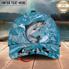 Maxcorners Fishing Cap Light Blue Splash Design Multicolor Options Personalized Name (12 Fish Species)