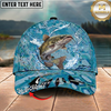 Maxcorners Fishing Cap Light Blue Splash Design Multicolor Options Personalized Name (12 Fish Species)