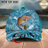 Maxcorners Fishing Cap Light Blue Splash Design Multicolor Options Personalized Name (12 Fish Species)