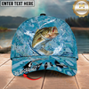 Maxcorners Fishing Cap Light Blue Splash Design Multicolor Options Personalized Name (12 Fish Species)