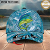 Maxcorners Fishing Cap Light Blue Splash Design Multicolor Options Personalized Name (12 Fish Species)