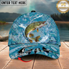 Maxcorners Fishing Cap Light Blue Splash Design Multicolor Options Personalized Name (12 Fish Species)