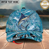 Maxcorners Fishing Cap Light Blue Splash Design Multicolor Options Personalized Name (12 Fish Species)