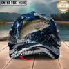 Maxcorners Fishing Cap Dark Ocean Camo Design Multicolor Options Personalized Name (12 Fish Species)