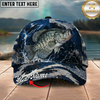 Maxcorners Fishing Cap Dark Ocean Camo Design Multicolor Options Personalized Name (12 Fish Species)