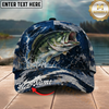 Maxcorners Fishing Cap Dark Ocean Camo Design Multicolor Options Personalized Name (12 Fish Species)