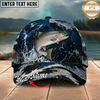 Maxcorners Fishing Cap Dark Ocean Camo Design Multicolor Options Personalized Name (12 Fish Species)