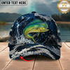 Maxcorners Fishing Cap Dark Ocean Camo Design Multicolor Options Personalized Name (12 Fish Species)