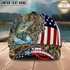 Maxcorners Fishing Cap Woodland Patriotic Design Multicolor Options Personalized Name (12 Fish Species)