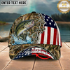 Maxcorners Fishing Cap Woodland Patriotic Design Multicolor Options Personalized Name (12 Fish Species)