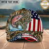 Maxcorners Fishing Cap Woodland Patriotic Design Multicolor Options Personalized Name (12 Fish Species)