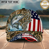 Maxcorners Fishing Cap Woodland Patriotic Design Multicolor Options Personalized Name (12 Fish Species)