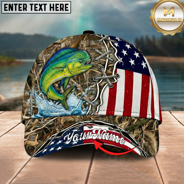 Maxcorners Fishing Cap Woodland Patriotic Design Multicolor Options Personalized Name (12 Fish Species)