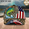 Maxcorners Fishing Cap Woodland Patriotic Design Multicolor Options Personalized Name (12 Fish Species)