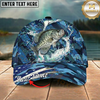 Maxcorners Fishing Cap Patriotic Blue Camo Design Multicolor Options Personalized Name (12 Fish Species)
